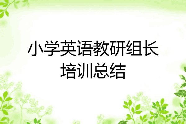 小学英语教研组长培训总结