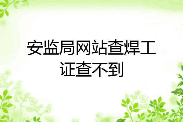 安监局网站查焊工证查不到