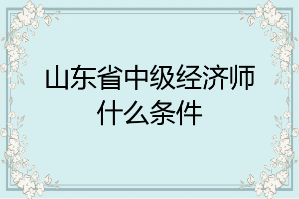 山东省中级经济师什么条件