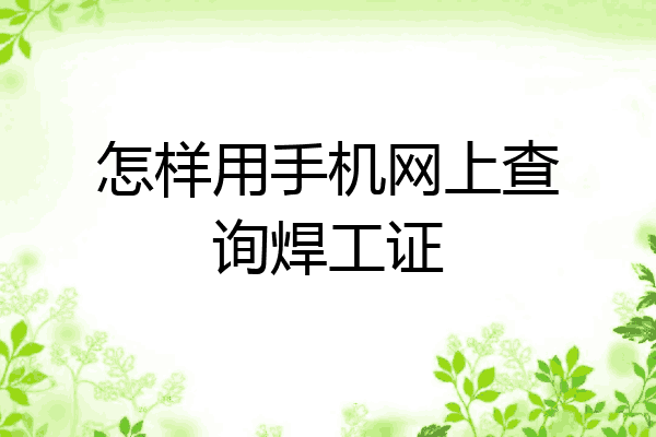怎样用手机网上查询焊工证