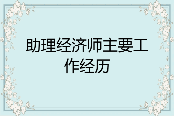 助理经济师主要工作经历