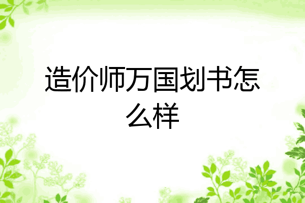 造价师万国划书怎么样