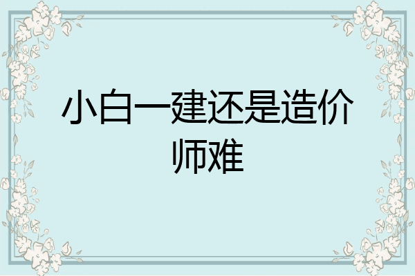 小白一建还是造价师难