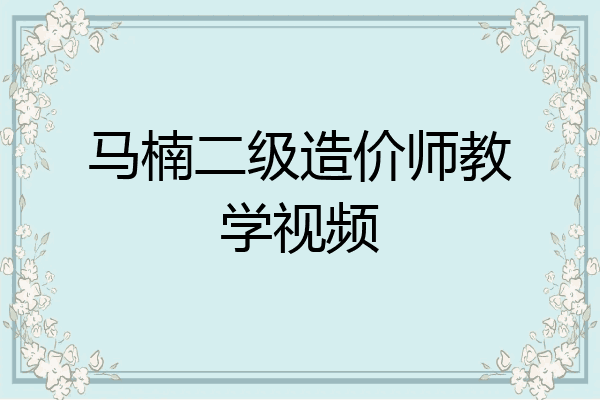 马楠二级造价师教学视频