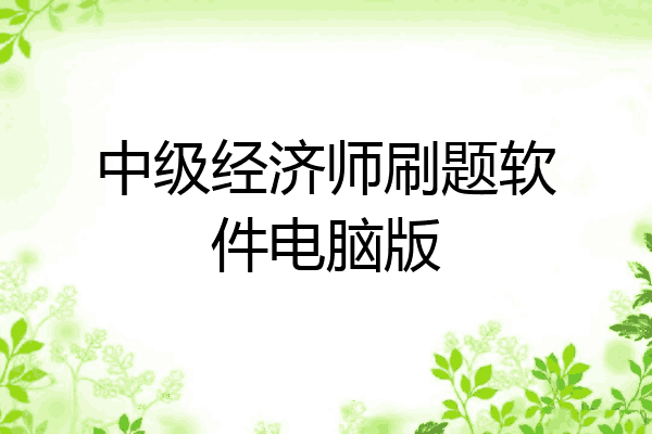 中级经济师刷题软件电脑版