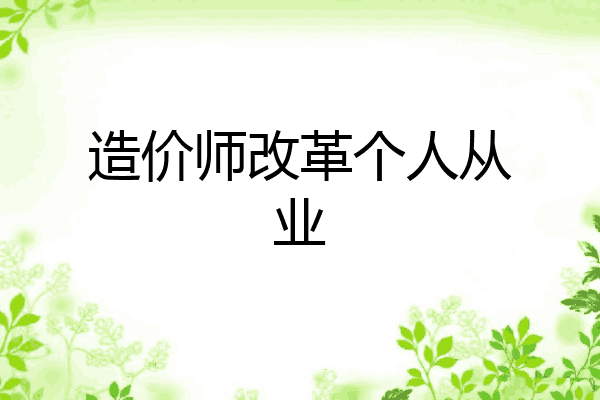 造价师改革个人从业