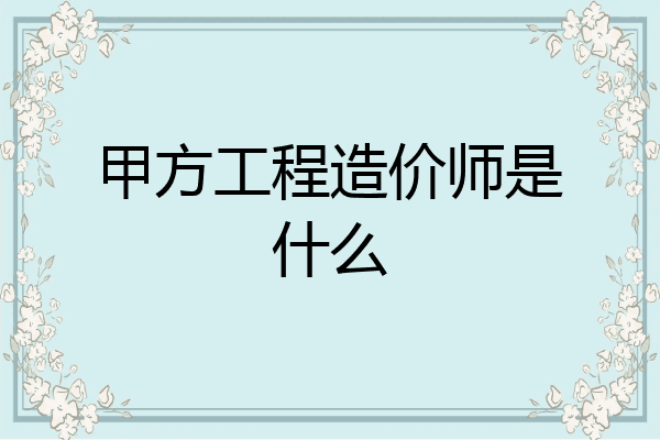 甲方工程造价师是什么