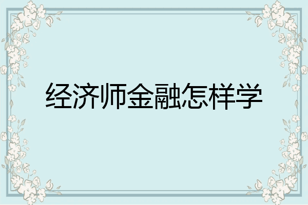 经济师金融怎样学