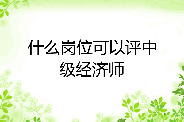 什么岗位可以评中级经济师