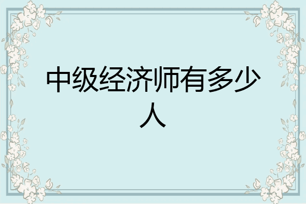 中级经济师有多少人