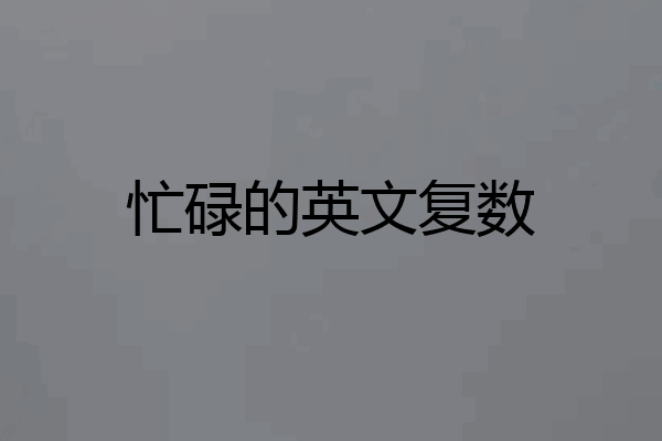 忙碌的英文复数