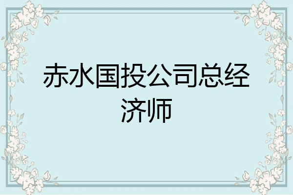 赤水国投公司总经济师