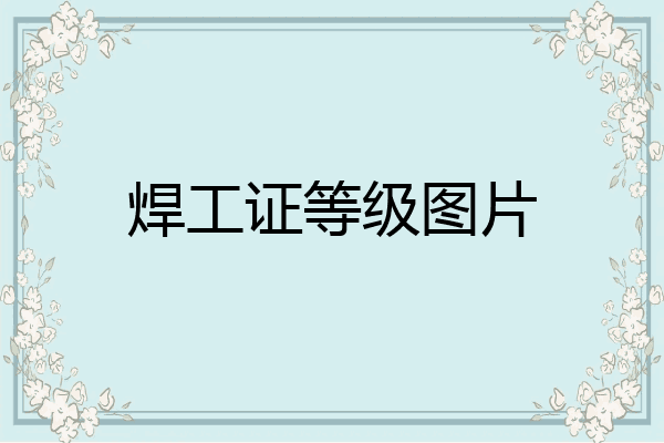 焊工证等级图片