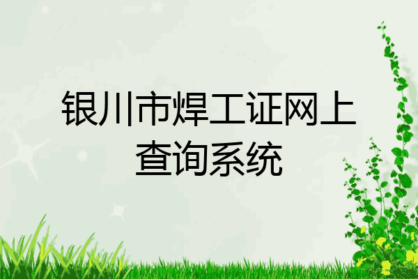 银川市焊工证网上查询系统