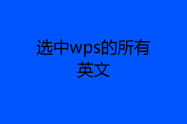 选中wps的所有英文