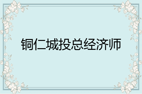 铜仁城投总经济师
