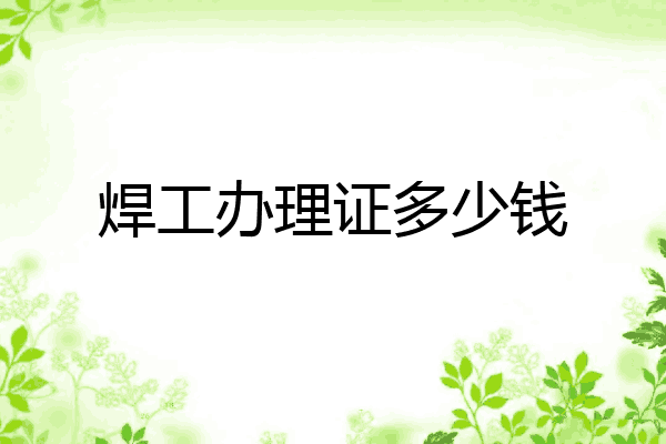 焊工办理证多少钱