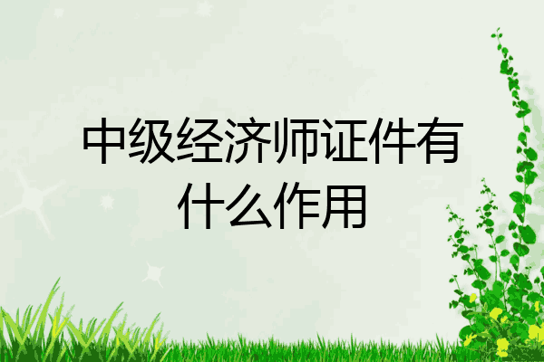 中级经济师证件有什么作用
