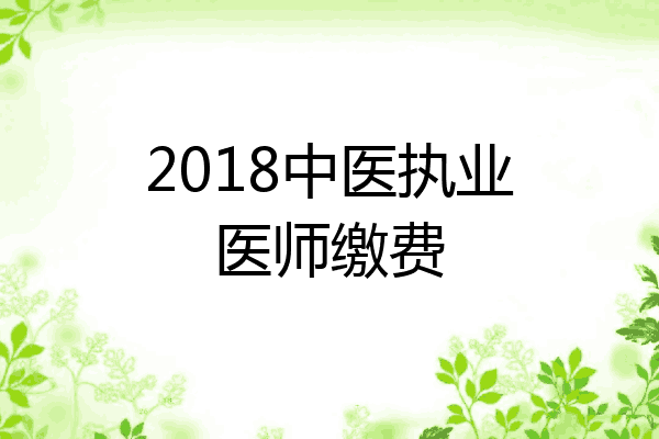 2018中医执业医师缴费