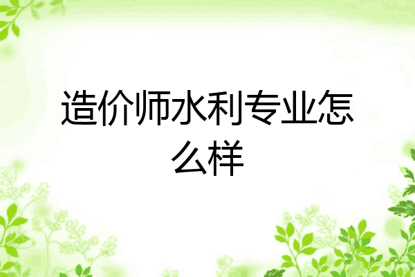 造价师水利专业怎么样