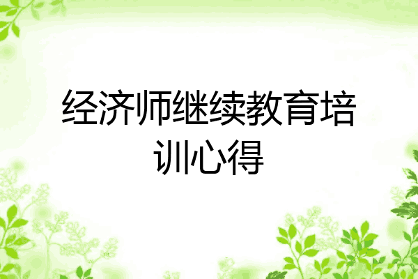 经济师继续教育培训心得