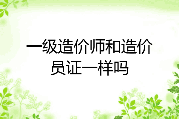 一级造价师和造价员证一样吗