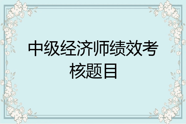中级经济师绩效考核题目