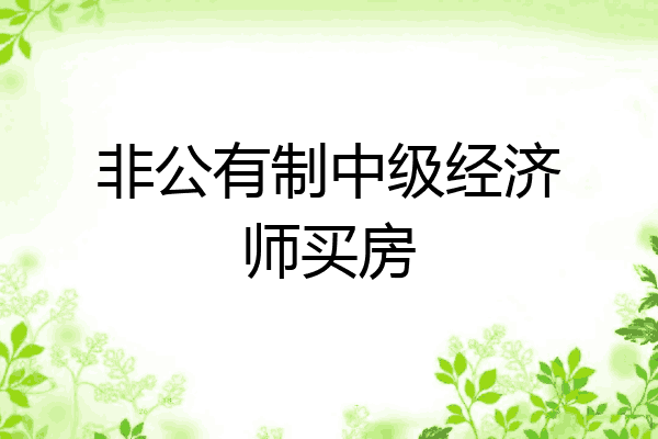 非公有制中级经济师买房