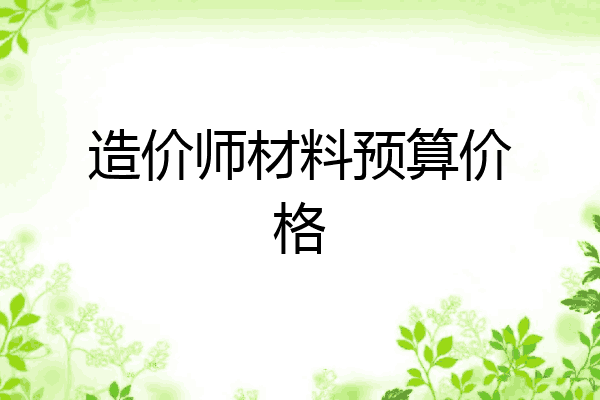 造价师材料预算价格