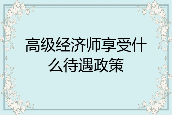 高级经济师享受什么待遇政策