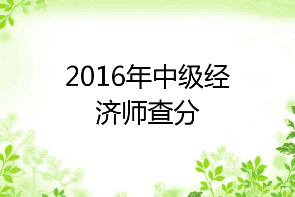 2016年中级经济师查分