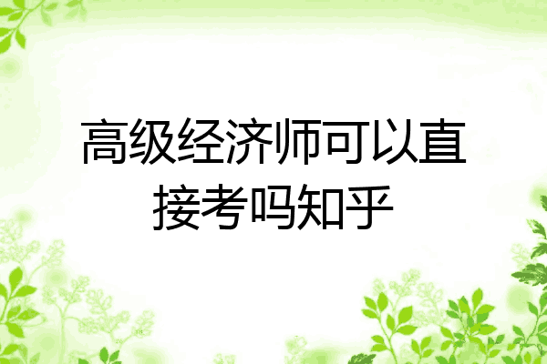 高级经济师可以直接考吗知乎