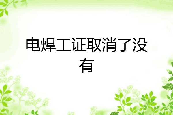 电焊工证取消了没有