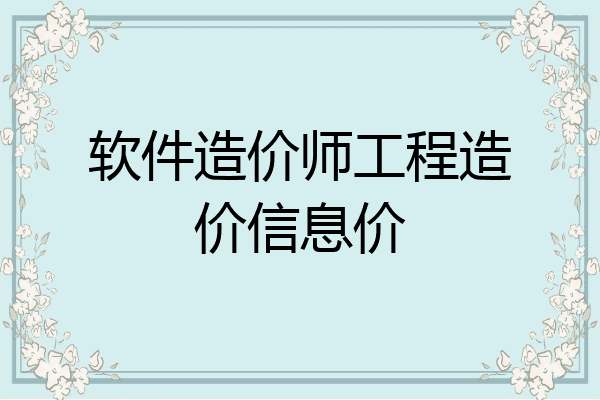 软件造价师工程造价信息价