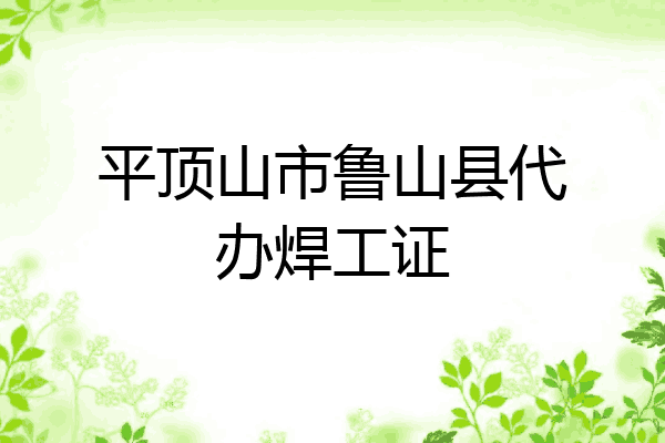 平顶山市鲁山县代办焊工证