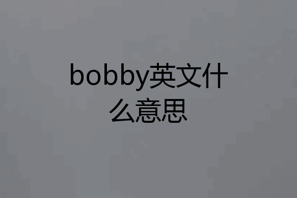 bobby英文什么意思