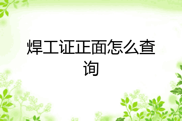 焊工证正面怎么查询