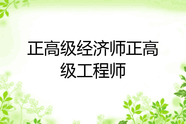 正高级经济师正高级工程师