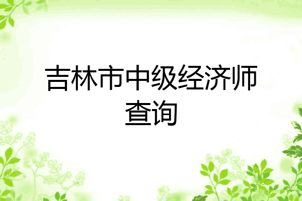 吉林市中级经济师查询