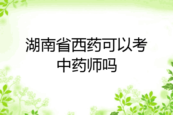 湖南省西药可以考中药师吗