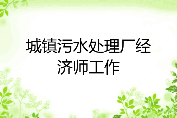 城镇污水处理厂经济师工作