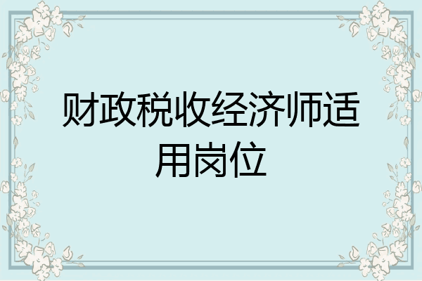 财政税收经济师适用岗位