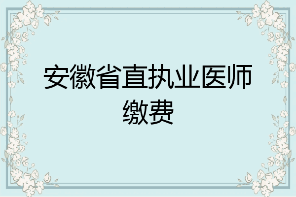 安徽省直执业医师缴费