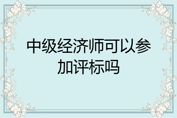 中级经济师可以参加评标吗