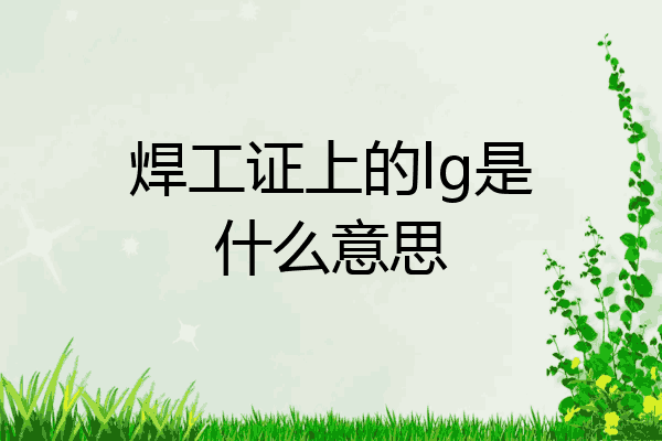 焊工证上的lg是什么意思