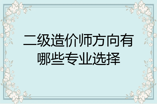 二级造价师方向有哪些专业选择