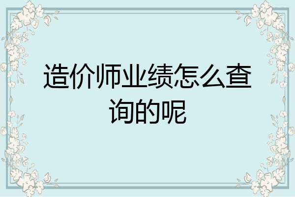 造价师业绩怎么查询的呢