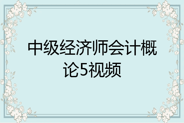 中级经济师会计概论5视频