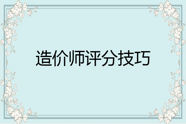 造价师评分技巧