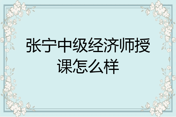 张宁中级经济师授课怎么样